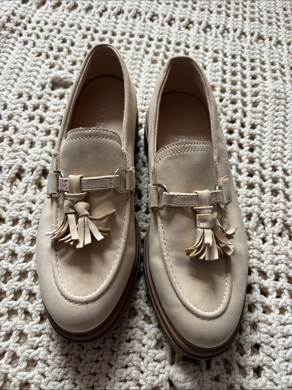 Beige Tassel Loafers